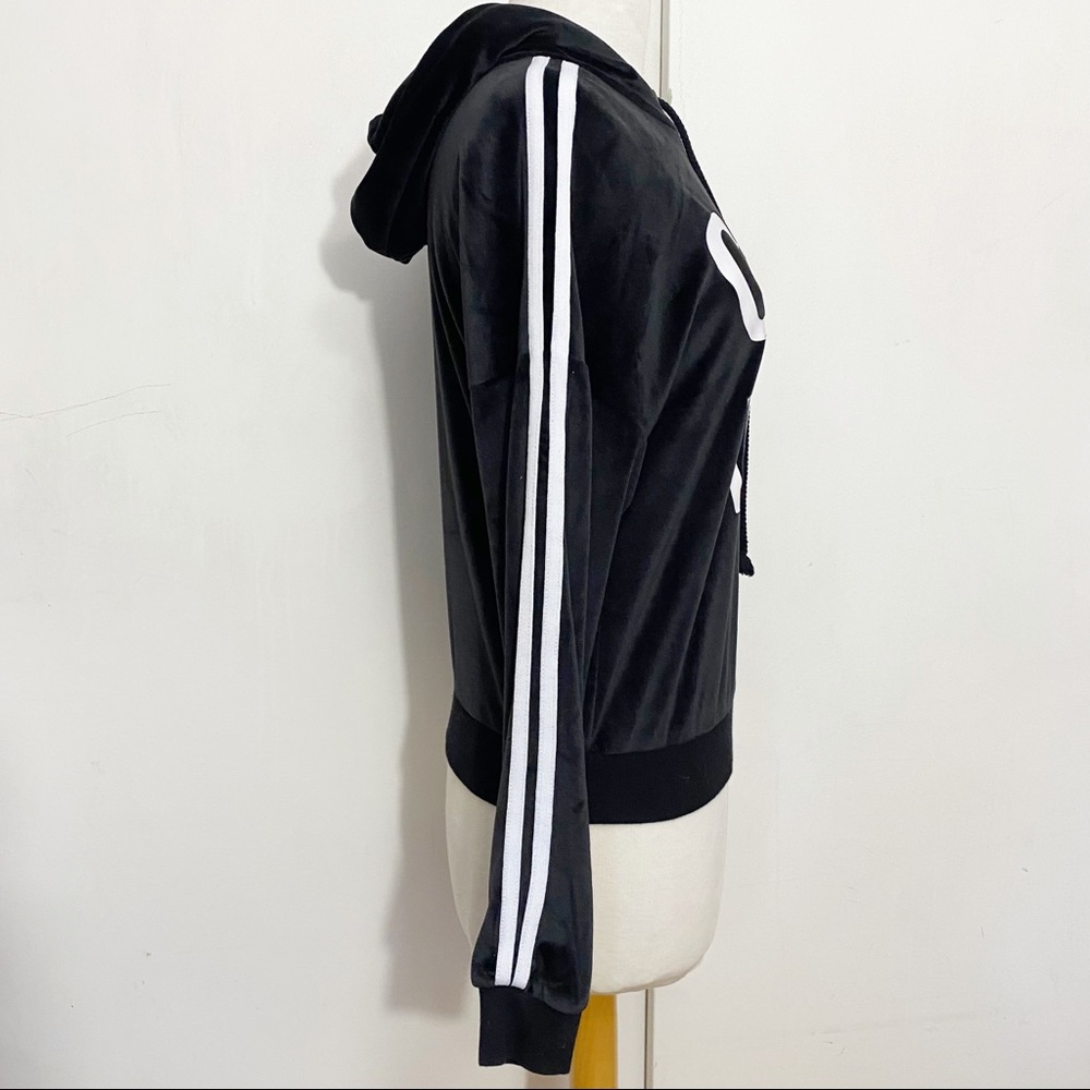 NO BOUNDARIES hooded velour rib trim “good vibes” sweatshirt top M jr. - Picture 3 of 7